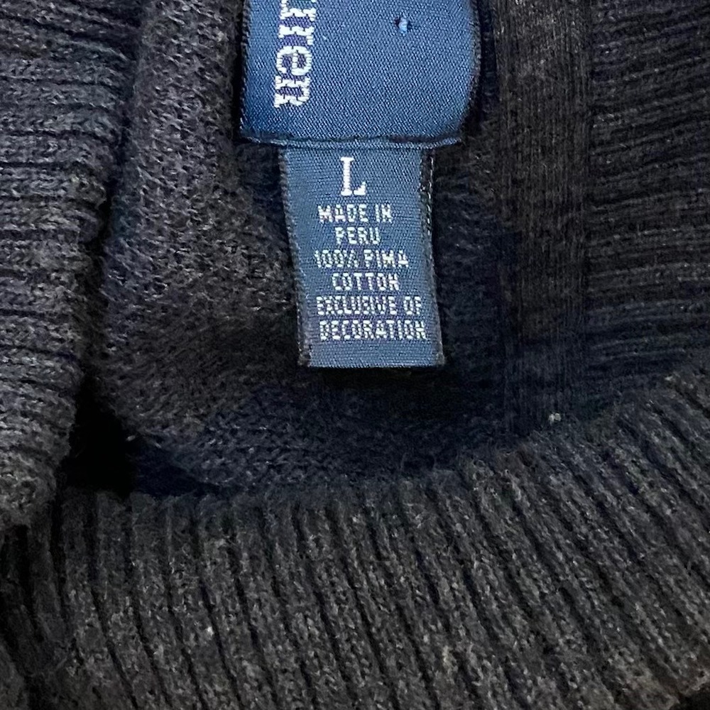 Polo Ralph Lauren Men's Gray Pima Cotton Quarter Zip Sweater Sz L Elbow Patches - Picture 12 of 15